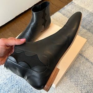 Loeffler Randall Scalloped Indie Bootie, Black, Size = 8.5